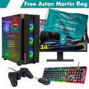 ScreenON - Racing Gaming Set + Aston Martin Flag - F4215024 - (GamePC.F12050 + 24 Inch Monitor + Toetsenbord + Muis + Controller + Gratis Aston Martin Flag) - ScreenOn