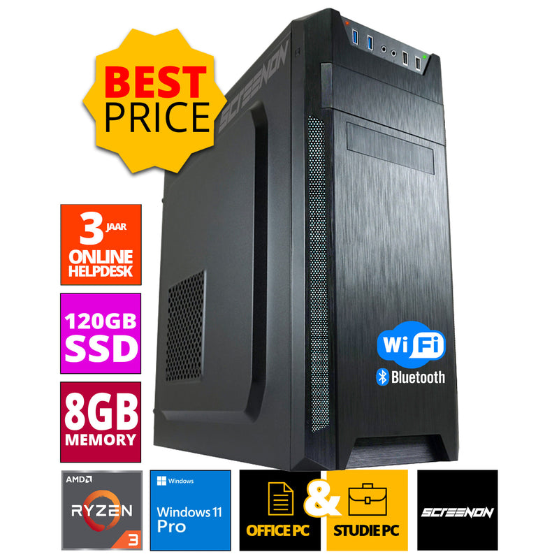 Budget Office PC - AMD Athlon - 120 Go M.2 SSD - 8 Go de RAM - Radeon Vega 3 - y compris Office Professional Plus 2021