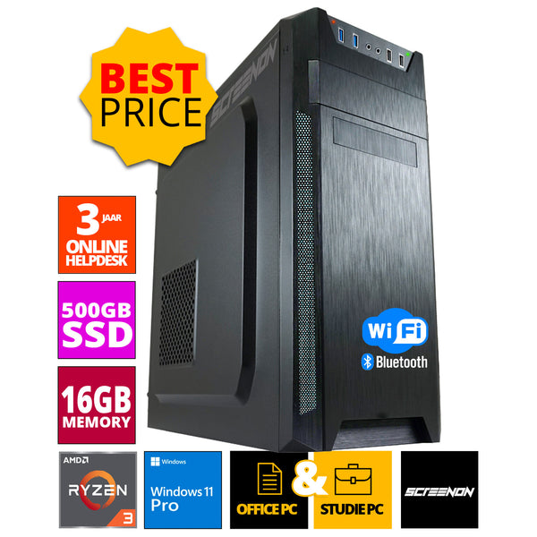 Budget Office PC - Ryzen 3 - 500 Go NVME SSD - 16 Go de RAM - Radeon Vega 8 - y compris Office Professional Plus 2021