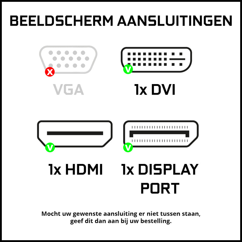 ScreenON - Intel Core i5 - 1000GB SSD - 32GB RAM - GTX 1650 - Gaming Set - V92023327 (27" Monitor + Toetsenbord + Muis)