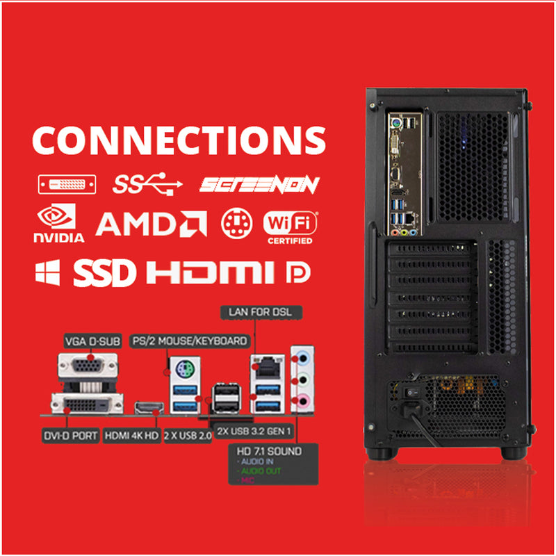 Screenon - Ryzen 5 - 480 Go M.2 SSD + 2TB HDD - Radeon Vega 7 - Gamepc.x348107 - WiFi