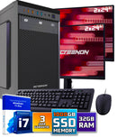 Ensemble PC complet Intel | Intel Core i7 | 64 Go DDR4 | 2 TB SSD - NVME + 2 x moniteur de 24 pouces + souris + clavier | Windows 11 Pro