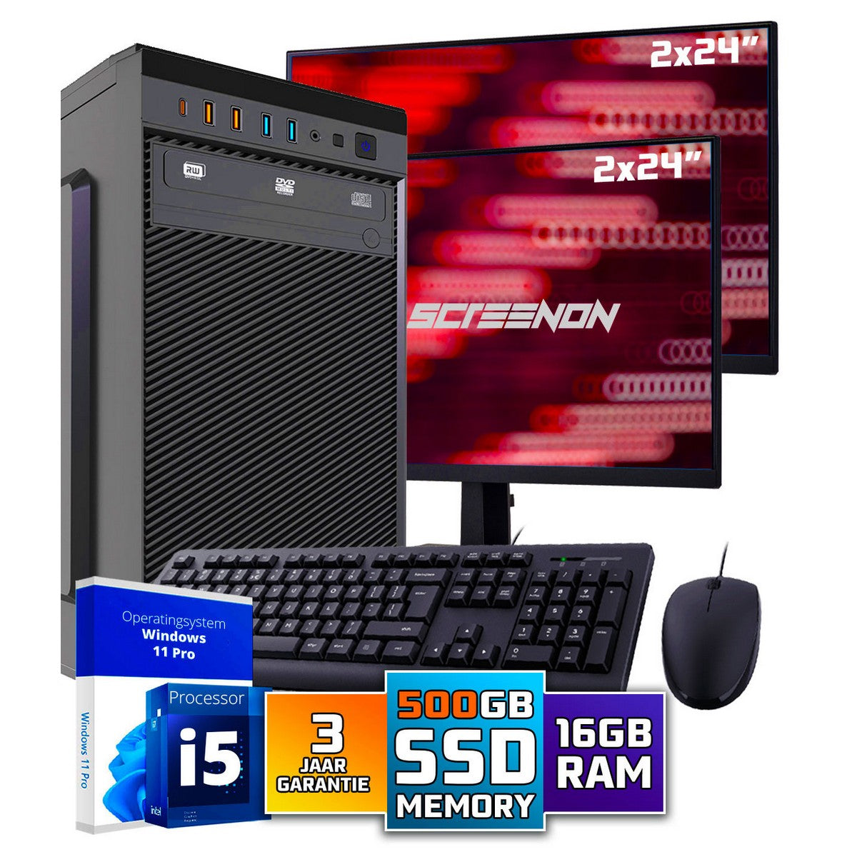 Ensemble PC complet Intel | Intel Core i5 | 16 Go DDR4 | 1 TB SSD - NV