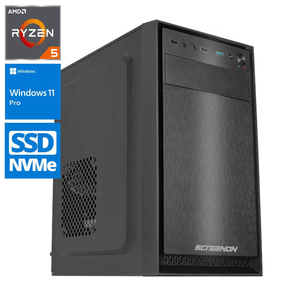 AMD Compleet PC | AMD Ryzen 5 | 16 GB DDR4 | 500GB SSD - NVMe | Windows 11 Pro - ScreenOn