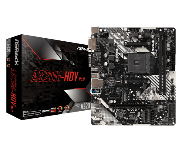 Asrock A320M-HDV R4.0 AMD A320 Socket AM4 micro ATX - ScreenOn