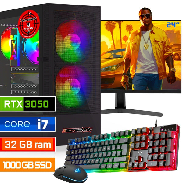 ScreenON - Intel Core i7 - 1000GB SSD - 32GB RAM - RTX 3050 - Gaming Set - V92024524 (24" Monitor + Toetsenbord + Muis)