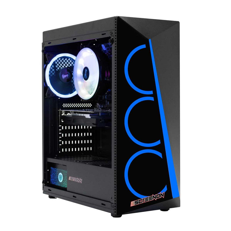 ScreenON - AMD Ryzen 5 3600 Allround Game Computer V.2 / Gaming PC - GeForce GTX 1050 Ti 4GB - 16GB RAM - 240GB SSD - 1TB HDD - Windows 10P - Blue - ScreenOn