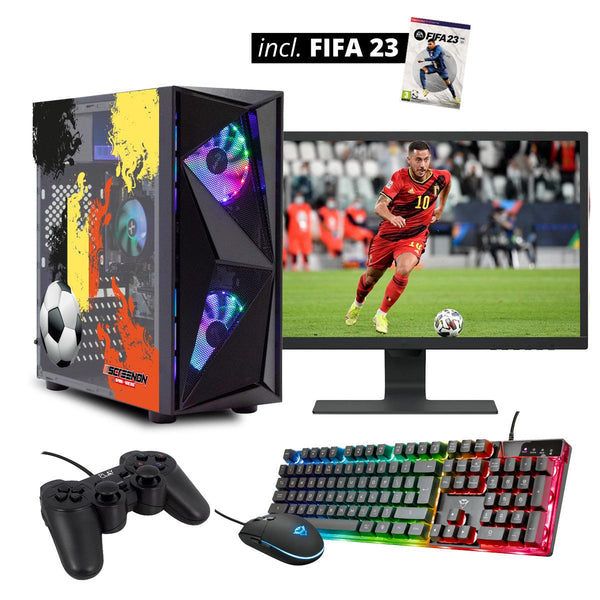 ScreenON - FIFA 23 Gaming PC Set + gratis FIFA 23 game cadeau – België edition - (GamePC.FF23-V1105027 + 27 Inch Monitor + Toetsenbord + Muis + Game controller) - ScreenOn