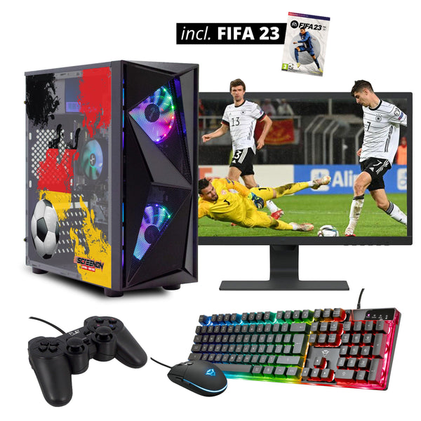 ScreenON - FIFA 23 Gaming PC Set + gratis FIFA 23 game cadeau – Duitsland edition - (GamePC.FF23-V1102024 + 24 Inch Monitor + Toetsenbord + Muis + Game controller) - ScreenOn