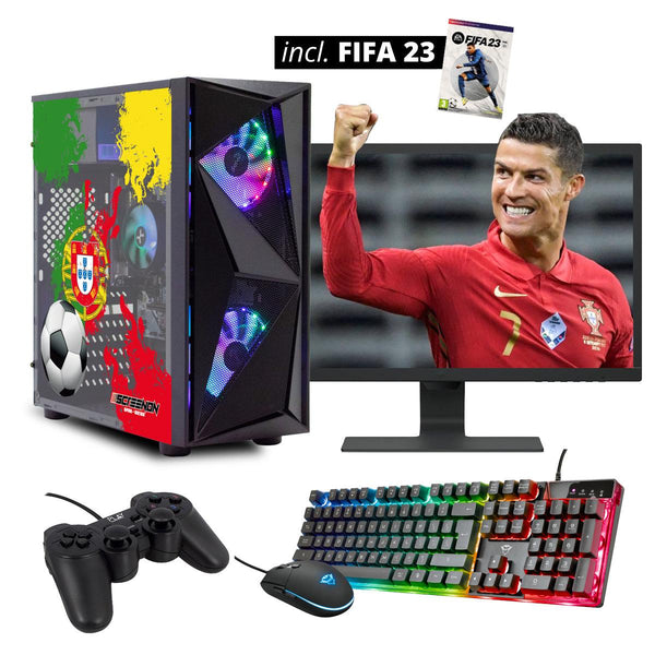 ScreenON - FIFA 23 Gaming PC Set + gratis FIFA 23 game cadeau – Portugal edition - (GamePC.FF23-V1106024 + 24 Inch Monitor + Toetsenbord + Muis + Game controller) - ScreenOn