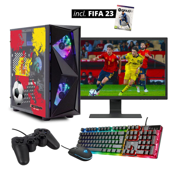 ScreenON - FIFA 23 Gaming PC Set + gratis FIFA 23 game cadeau – Spanje edition - (GamePC.FF23-V1104127 + 27 Inch Monitor + Toetsenbord + Muis + Game controller) - ScreenOn