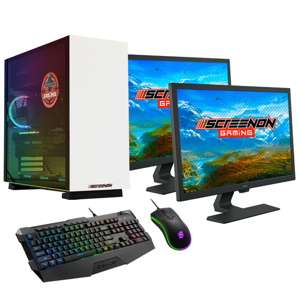 ScreenON - Gaming Set - V43037 - (GamePC.V43037 + 2 x 27 Inch Gaming Monitor + Gaming Toetsenbord en Muis) - ScreenOn