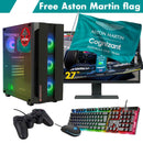 ScreenON - Racing Gaming Set + Aston Martin Flag - F4225027 - (GamePC.F12050 + 27 Inch Monitor + Toetsenbord + Muis + Controller + Gratis Aston Martin Flag) - ScreenOn